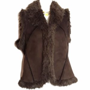 Essentials by Milano Vegan Suede & Fur Vest EUC sz L
